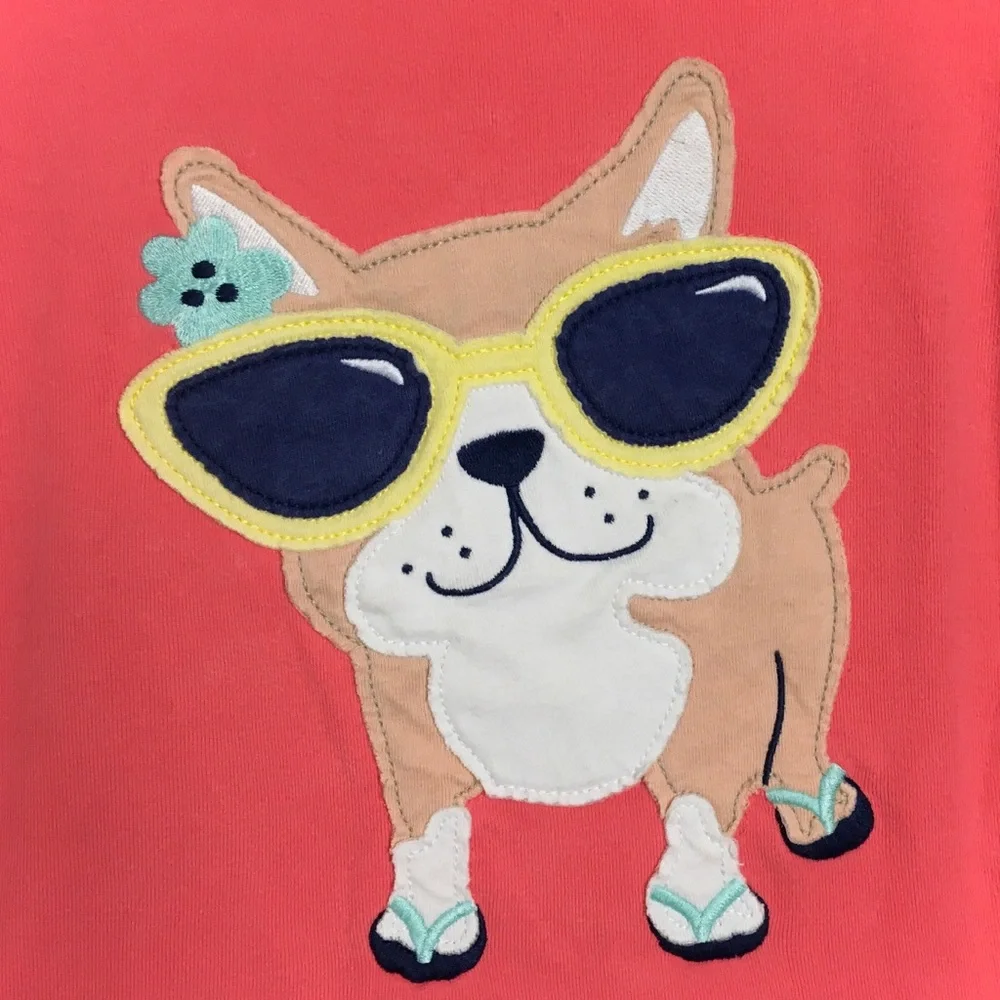 Carter’s Kids Peach Pink Orange Frenchie Dog French Bulldog Appliqué Tee Tshirt